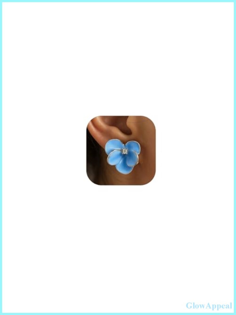 Clip On Earrings for Women Dainty Flower Petal Dangle Rhinestone Non Pierced